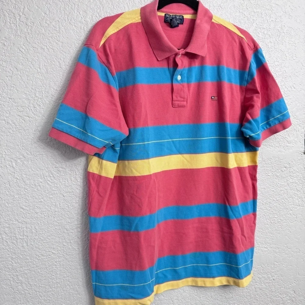 Polo Jeans Co Vintage Multicolor Stripe Knit Shirt Men’s L